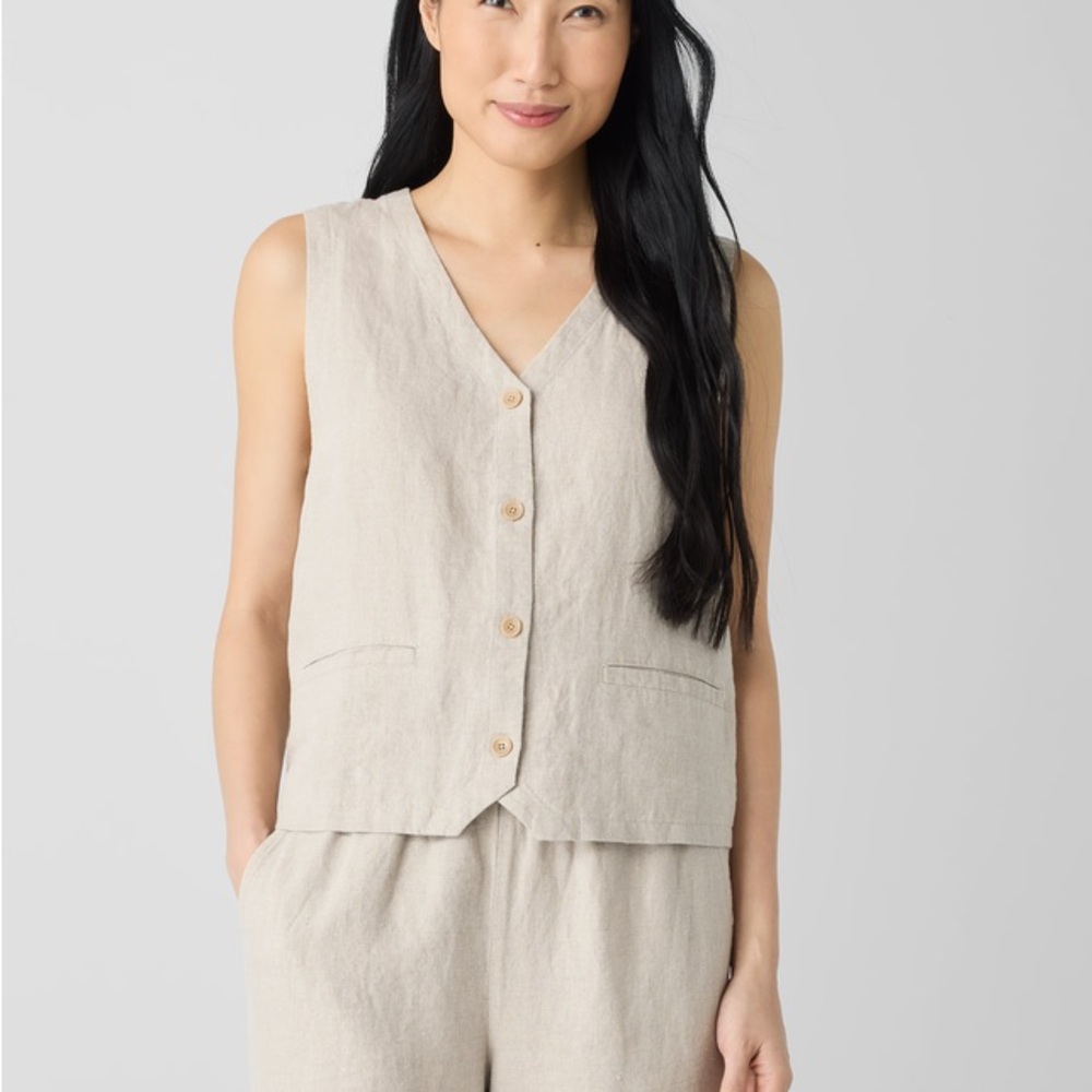 Eileen Fisher Cream Linen Vest 🦺